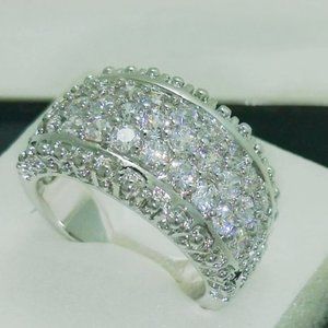 🍁925 Silver Plated Luxury Fashionable CZ Wedding Ring, MARR9464